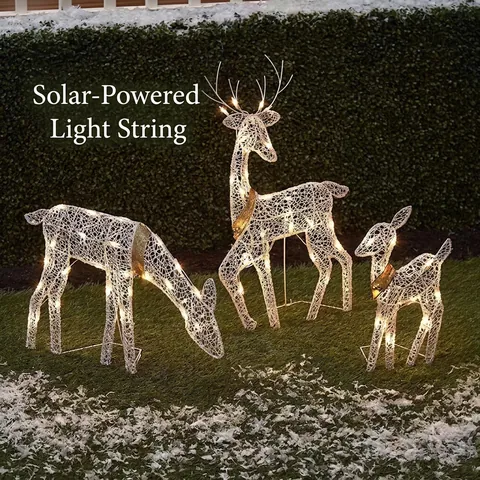 Christmas Reindeer Decoration LED Lighted Iron Art Deer Figures For Outdoor Garden Yard Festive Ornament