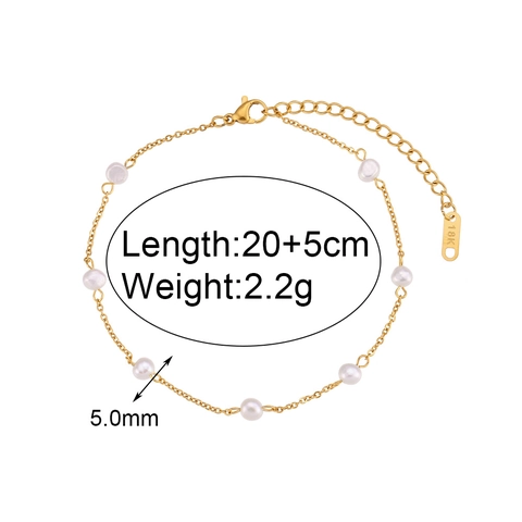 Mode Edelstahl Fußkettchen Mit Süßwasserperlen Und Zirkon Vergoldet Minimalistischer Stil Schmuck Für Damen