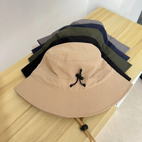 Sombrero de Pescador de Algodón Unisex Minimalista Color Sólido Protección Solar Con Cordón Ajustable Secado Rápido