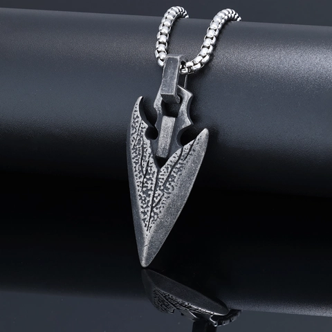 Herren Nordische Wikinger Speerspitze Anhänger Halskette Retro Edelstahl Pfeilspitze Schmuck Geschenk