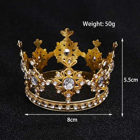 Rhinestone Crown Tiara Alloy Hollow Sparkling Birthday Cake Decoration Hair Accessory Princess Headpiece For Girls Women