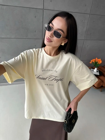 Women Cotton T-Shirt Loose Short Sleeve Letter Print Casual Crew Neck Oversized Summer Top