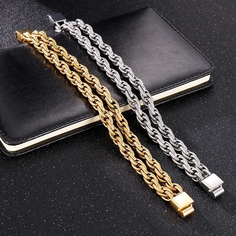 Pulsera De Cadena De Bicicleta Para Hombre Acero Inoxidable 316L Punk Rock Industrial Estilo Locomotora