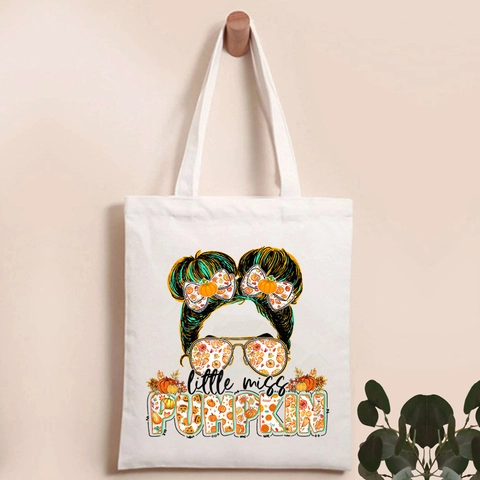 Halloween Canvas Tote Bag Reusable Shopping Handbag With Pumpkin Skull Print For Women Festive Mom Life Casual