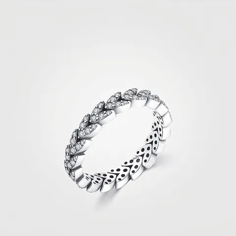 925 Sterling Silber Ring Für Frauen Blattform Funkelnd Zirkonia Mikro Pave Minimalistischer Modeschmuck Elegant