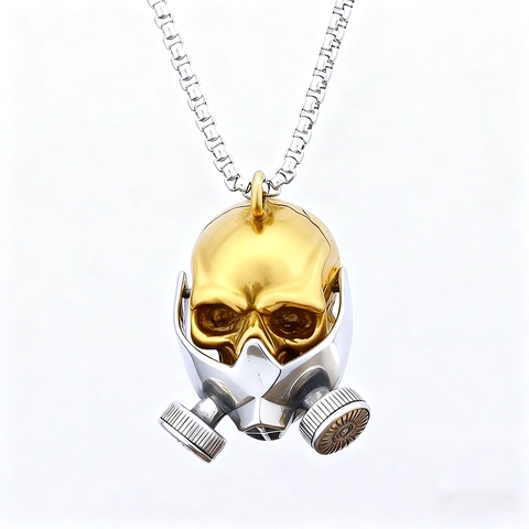 Retro Stainless Steel Skull Gas Mask Pendant Necklace For Men Punk Rock Industrial Hip Hop Gothic Jewelry Gift Cool