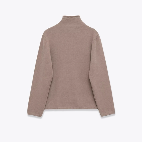 Women Knitted Cardigan Sweater Long Sleeve High Neck Button Down Front Solid Color Casual Slim Fit Autumn Top