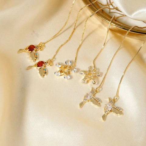 Boucles d'Oreilles Longues Traversantes en Cuivre et Strass Style Coréen Design Oiseau Étoile Tour Eiffel Nœud pour Femme