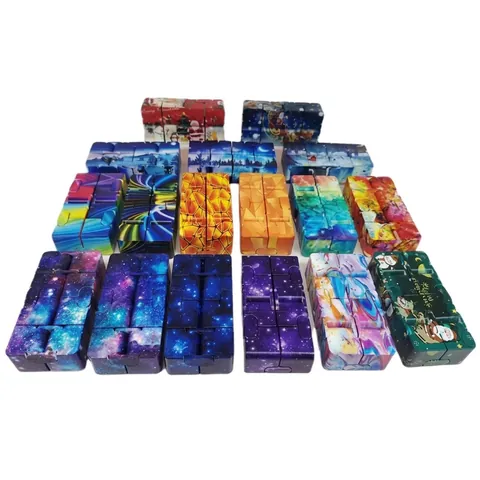 Infinity Cube Fidget Toy Stress Relief Plastic Galaxy Starry Sky Christmas Pattern Sensory Puzzle For Focus Handheld