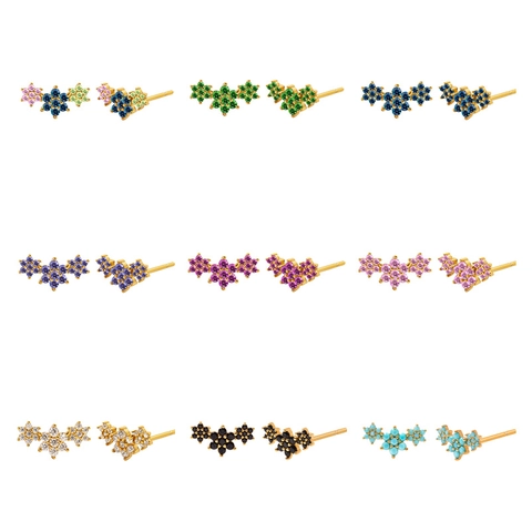 Angel Wings 925 Sterling Silver Post Colorful Zirconia Stud Earrings Light Luxury Copper Electroplated Earrings For Women Fashion Jewelry