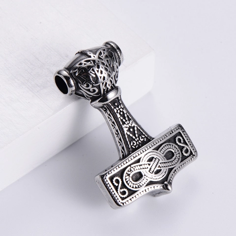 Collana Con Pendente Martello Di Thor Vichingo Acciaio Inossidabile 304 Mjölnir Nordico Nodo Celtico Gioielli Vintage Da Uomo