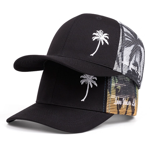 Cappellino Trucker Vintage In Rete Con Ricamo Palma Cotone Regolabile Snapback Protezione Solare Per Uomo Donna