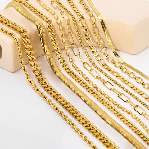 Stainless Steel Chain Necklace 18K Gold Plated Waterproof Hypoallergenic Fashion Jewelry For Women Daily Wear