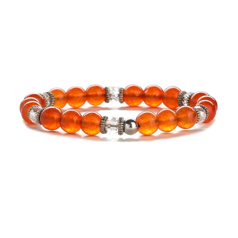 Natural Stone Beaded Bracelet Elastic Agate Tiger Eye Turquoise With Alloy Spacers Retro Jewelry Gift For Men Women
