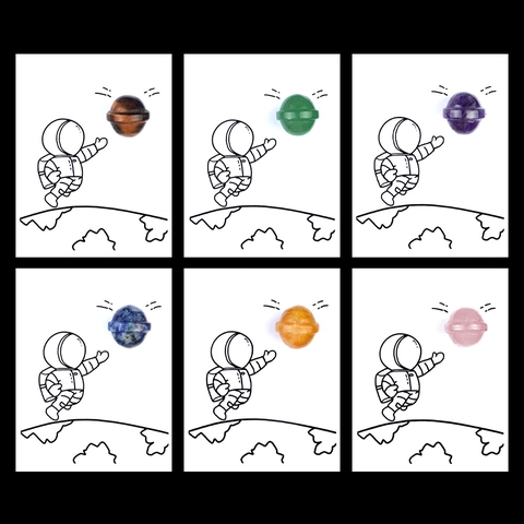 Sfera Planetaria In Pietra Di Agata Di Cristallo Naturale Carta Di Guarigione Tema Spaziale Astronauta Regalo