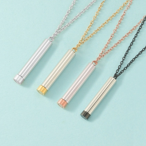 Cylinder Pendant Necklace 304 Stainless Steel Mirror Polished Memorial Cremation Urn Jewelry Telescopic Design Novelty