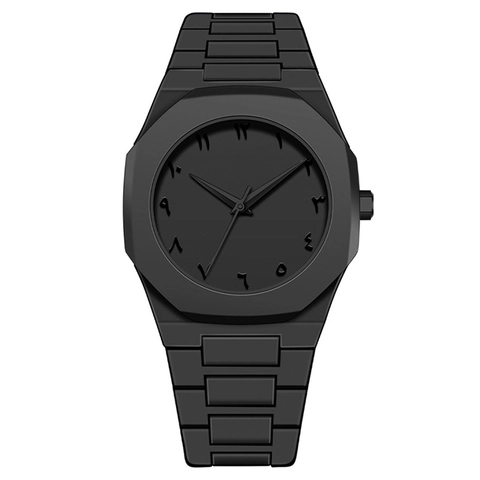 Men Casual Quartz Wristwatch Octagonal Bezel Matte Plastic Case Strap Arabic-Indic Numerals Minimalist Sporty Style
