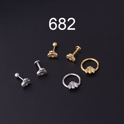 Bijen Insect Roestvrij Stalen Piercing Sieraden Oorkraakbeen Studs Lipringen Scharnierende Hoepel Lichaamsaccessoire