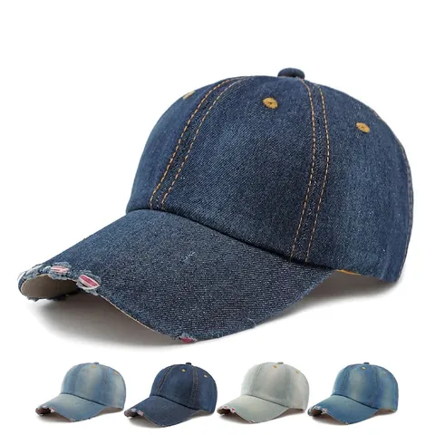 Cappello Da Baseball In Denim Distressed Vintage Cotone Regolabile Protezione Solare Cappello Retrò Per Uomini Donne
