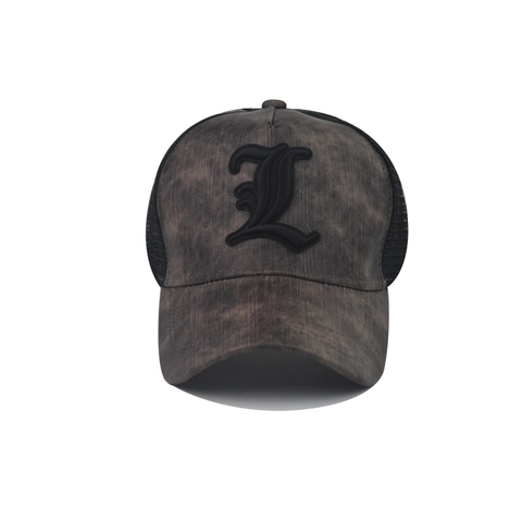 Cappello Trucker In Cotone Lavato Vintage Letra L Gotica Ricamo 3D Rete Traspirante Posteriore Snapback Regolabile