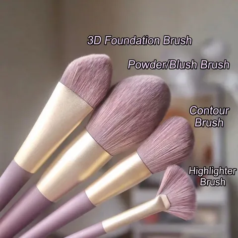 Colección De Brochas De Maquillaje Fibras Sintéticas Suaves Para Polvos Base Sombra De Ojos Corrector Con Bolsa De Almacenamiento