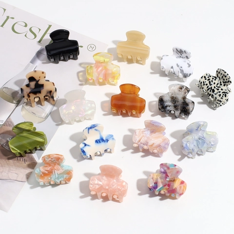 Small Hair Claw Clips Acetate Resin Marble Leopard Print Gradient Fashion Styling Hair Accessories For Women Girls
