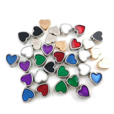 Cuentas Espaciadoras En Forma De Corazón Aleación De Zinc Esmalte Colorido Accesorios De Joyería DIY Para Pulsera Collar