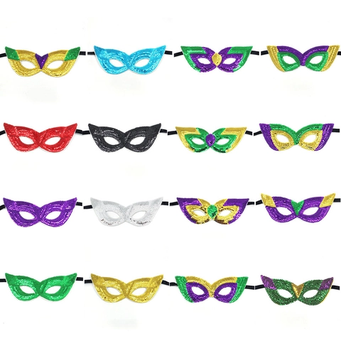 Mardi Gras Pailletten Half Masker Oogmasker New Orleans Carnaval Masquerade Feest Kostuum Accessoire Voor Vrouwen Mannen Multicolor Masker
