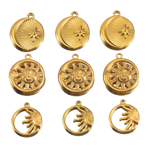 Vintage Edelstahl Himmelsanhänger Sonne Mond Stern Charms Für DIY Schmuckherstellung Halskette Armband Zubehör