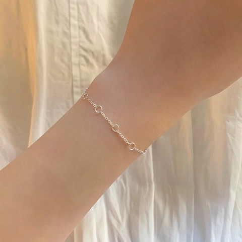 925 Sterling Silber Armband Minimalistische Geometrische Kreise Knoten Feine Kette Zarter Schmuck Für Frauen Alltag
