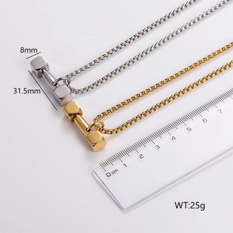 Hantel Barbell Anhänger Halskette 316L Edelstahl Poliert Fitness Sport Schmuck Für Herren