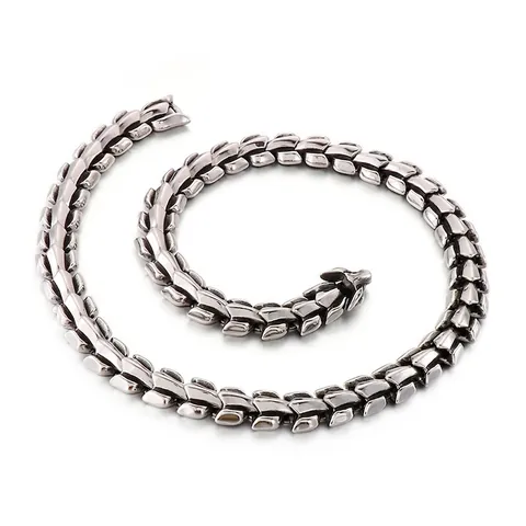 Collar De Cadena De Quilla Pesada Para Hombres Acero Inoxidable 316L Hueso De Dragón Espina Biker Punk Gótico Joyería Mecánica
