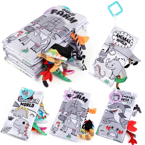Libros De Tela Suave Para Bebés Con Colas De Animales Papel Crujiente Juguete Sensorial Lavable De Aprendizaje