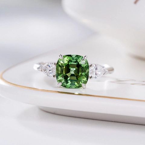 Eleganter Vintage Quadratischer Grüner Stein Ring Imitation Turmalin Strass Offener Verstellbarer Kupferring Mode Finger Schmuck Für Damen