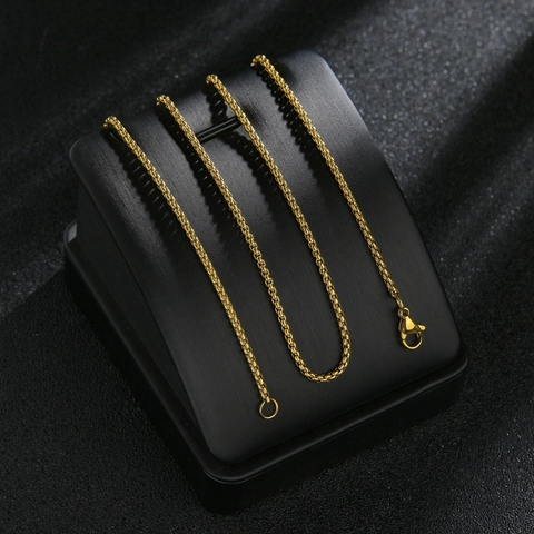 Stainless Steel Box Chain Necklace Square Link Minimalist Hip Hop Punk Style Jewelry For Men Women Gold Silver Black Color