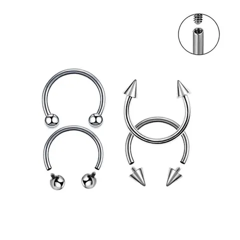 G23 Titanium Circular Barbell Horseshoe Ring For Septum Nose Lip Ear Piercing With Ball Spike Ends Internally Threaded Unisex