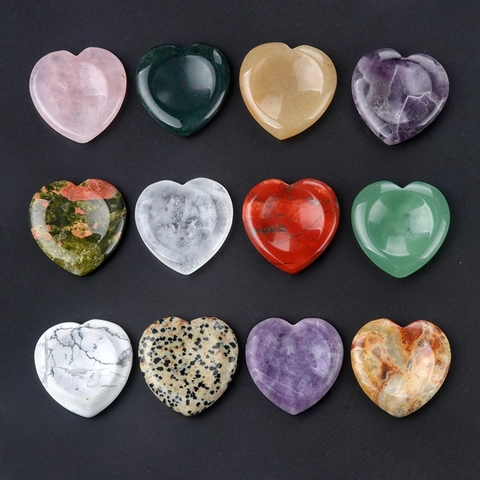 Natural Heart Shaped Worry Stone Polished Gemstone Thumb Pocket Palm Healing Crystal For Stress Relief Meditation Decor