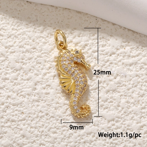 Pendant Charms Copper Gold Plated Cubic Zirconia Animal Wings Seahorse Mermaid For DIY Jewelry Making Accessories