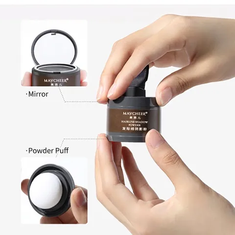 Hairline Shadow Powder Waterproof Sweatproof Hair Root Concealer With Mirror And Puff Portable Forehead Filling