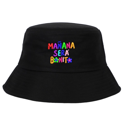 Cappello Da Pescatore In Cotone Ricamo Floreale Testo Colorato Protezione Solare Outdoor Casual Streetwear Donna Uomo