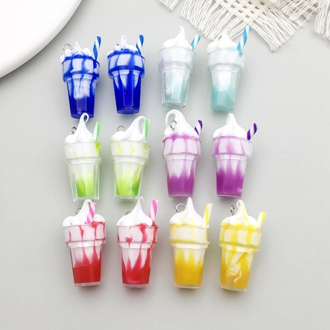 Charmes De Coupe De Glace En Résine Mini Simulation Boisson Sundae Pendants Pour DIY Collier Bracelet Porte-clés Bijoux Mignon