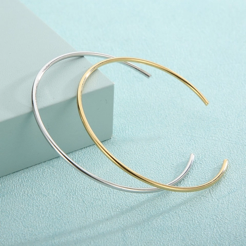 Pulsera De Brazalete Abierto De Acero Inoxidable Para Mujer Pulido Brillante Brazalete Geométrico Simple Capas