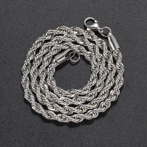 Stainless Steel Rope Chain Necklace For Men Women Hip Hop Jewelry Gold Silver Rose Gold Black Twisted Link Chain Jewelry Gift