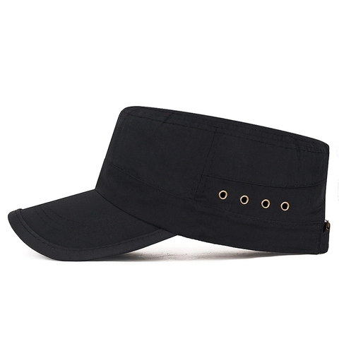 Men Cadet Cap Flat Top Military Hat Breathable Quick Dry Sun Protection Adjustable Outdoor Fashion Polyester