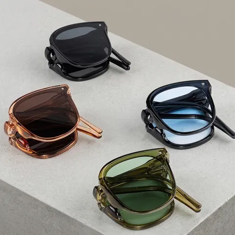Foldable Sunglasses Polycarbonate TR Frame UV Protection Square Large Frame Gradient Lenses Portable Eyewear Men Women