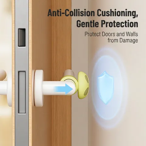 Door Handle Anti-Collision Ring Silicone Mushroom Shape Silent Wall Protector Punch-Free Home Security Buffer Guard