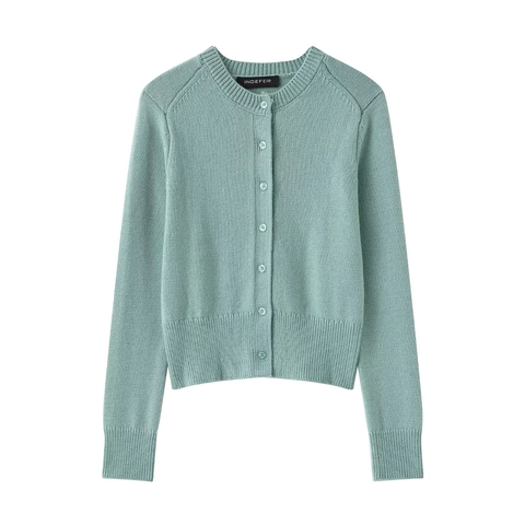 Cárdigan De Punto Para Mujer Suéter Cuello Redondo Manga Larga Con Botones Color Sólido Tops Casuales
