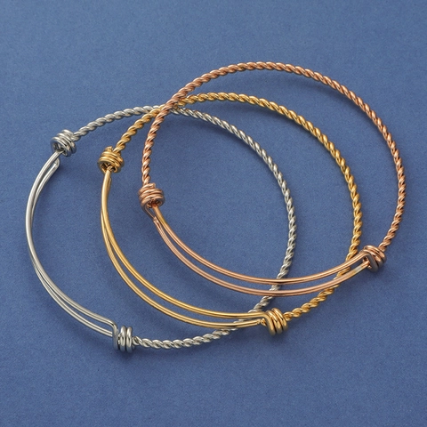 Minimalistischer Armreif Aus 304 Edelstahl Mit Gedrehtem Kabeldesign Verstellbar Und Erweiterbar Modeschmuck Für Damen