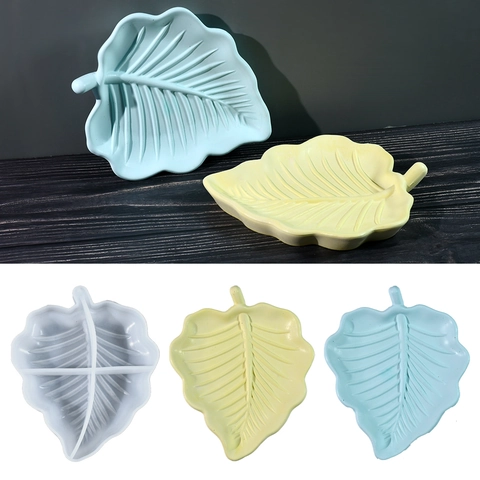 Leaf Shape Silicone Mold For DIY Resin Plaster Casting Jewelry Tray Storage Dish With Realistic Vein Texture