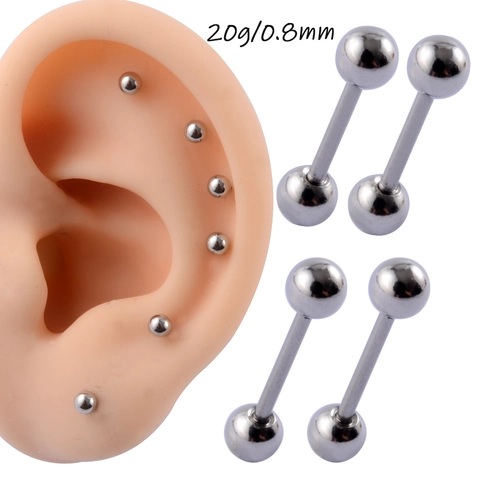 Stainless Steel Cartilage Barbell Earrings Thin Needle Straight Studs Minimalist Piercing Jewelry For Sleeping
